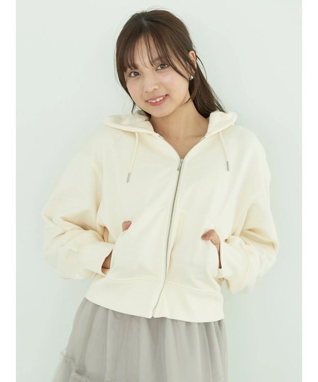 earth music&ecology 裏毛ＺＩＰパーカー Ivory