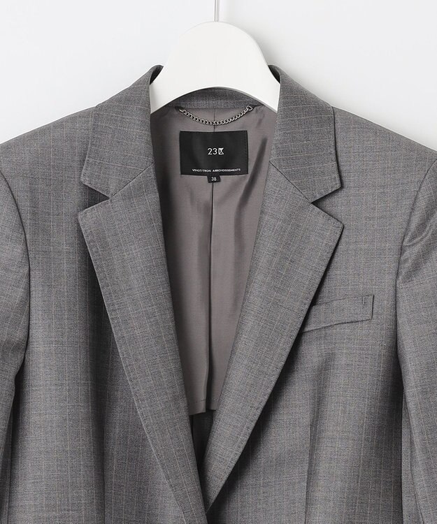 23区 S 【セットアップ対応】ファインネスウール ジャケット グレー系ストライプ