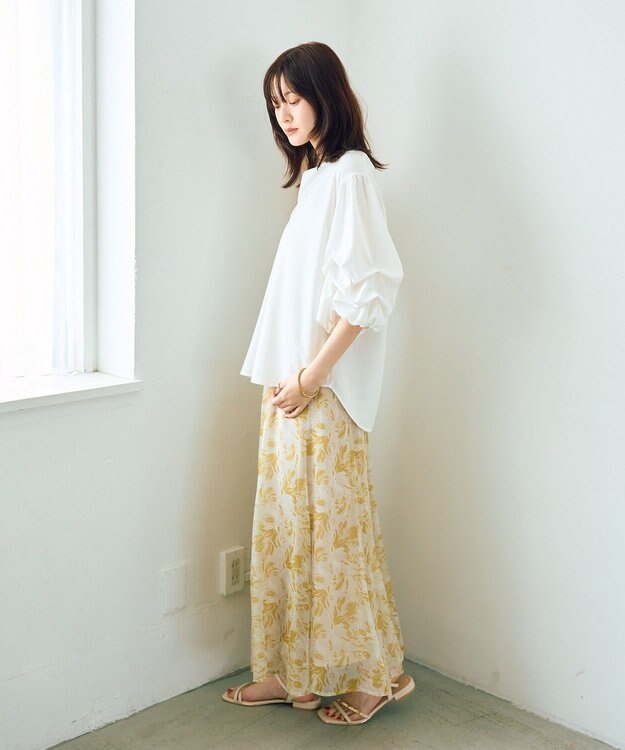 YECCA VECCA タックスリーブスキッパーブラウス Off White