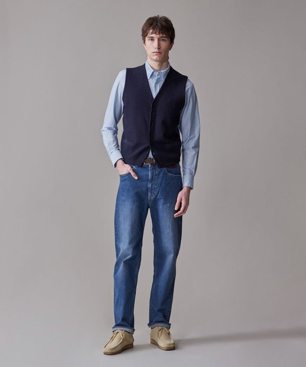 J.PRESS MEN 【KANEMASA JERSEY】【きちんと見え、快適な着心地】ストライプジャージ ボタンダウンシャツ / JAPAN MADE サックスブルー系1