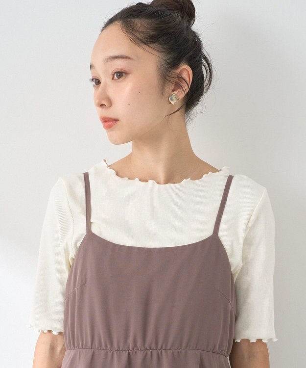 earth music&ecology アシンメトリーティアードワンピース Mocha