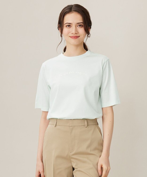 自由区 【WEB限定カラーあり・洗える】ロゴ刺繍 Tシャツ サックス