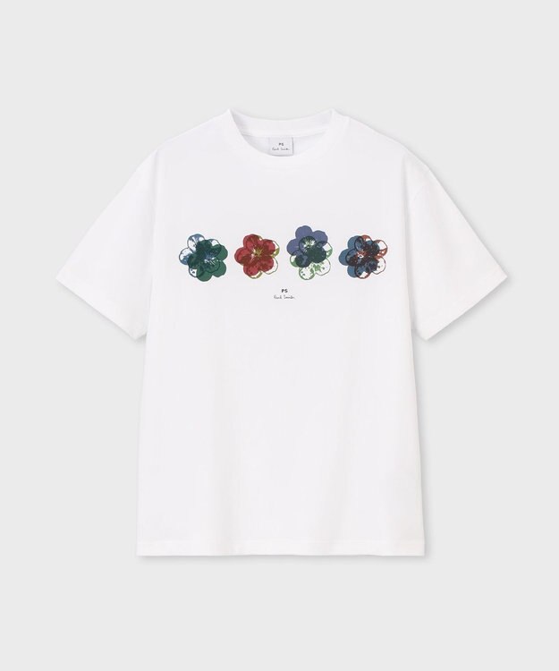 Paul Smith フローラルプリント 半袖Tシャツ ホワイト
