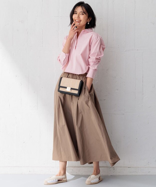 23区 【Oggi4月号掲載/洗える】CANCLINI スキッパー シャツ [WEB限定]ピンクストライプ