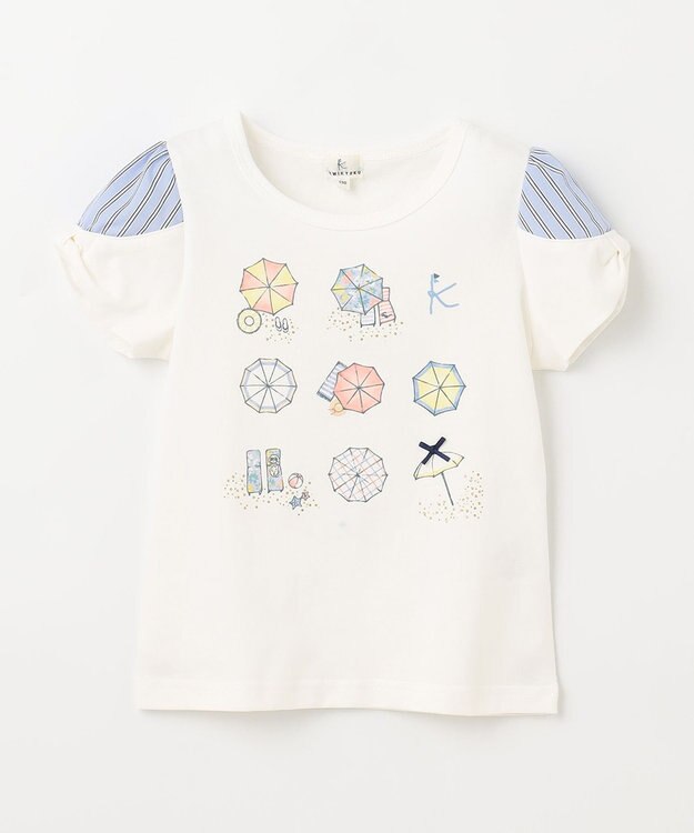 組曲 KIDS 【110-140㎝】【UVケア】パラソルアート Tシャツ アイボリー系