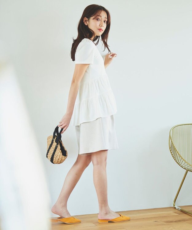 Feroux 【UVケア】ティアードチュニック Tシャツ ホワイト系