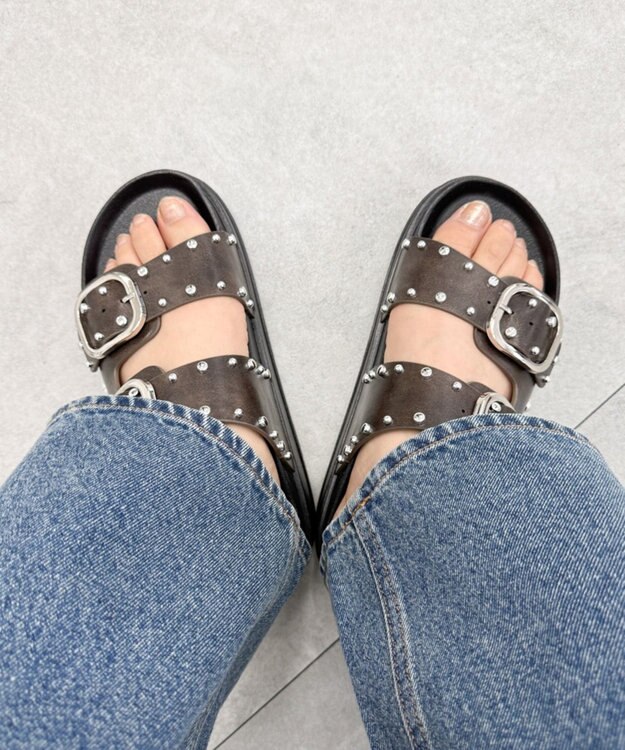 WEGO スタッズベルトサンダル ブラウン