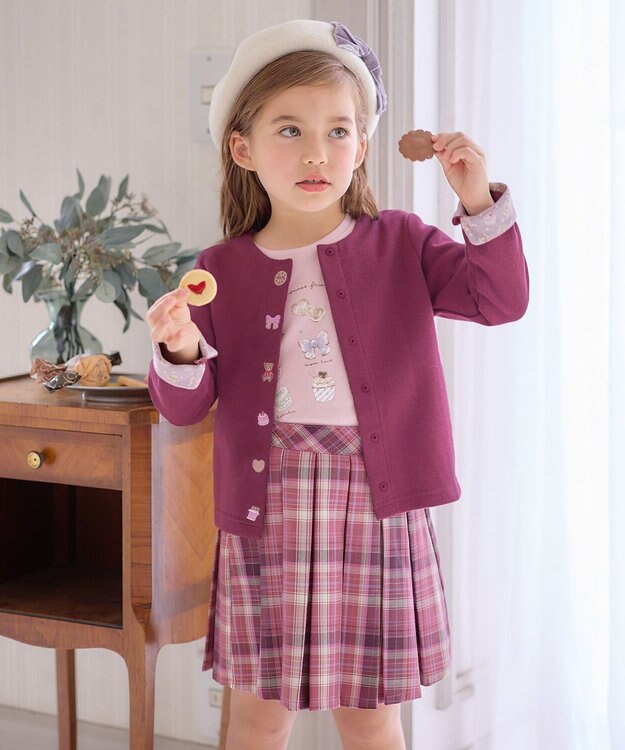 ANY KIDS スイーツ スナップボタン カーディガン ワイン