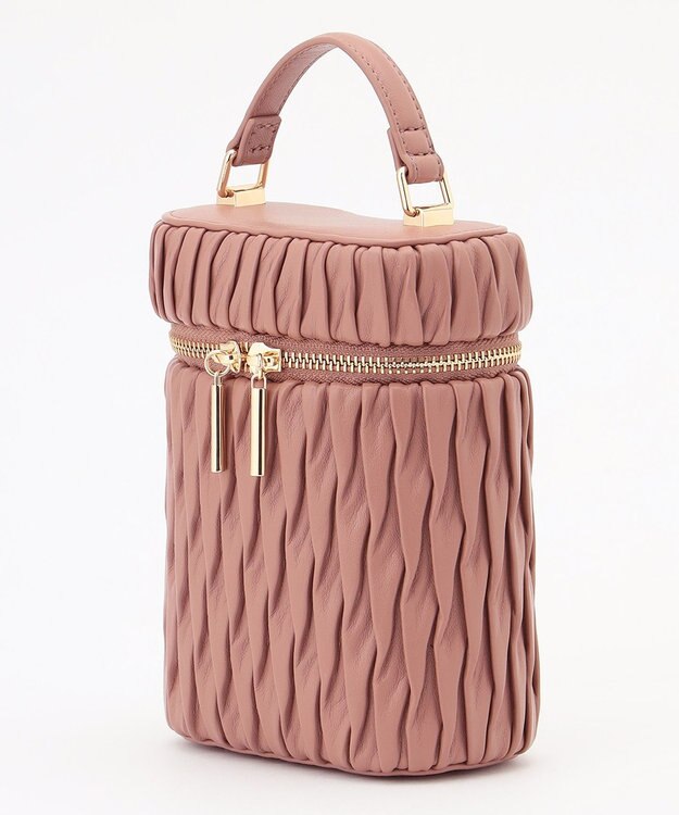 LA BAGAGERIE 【MONICA】ランダムプリーツバニティバッグ ダークピンク