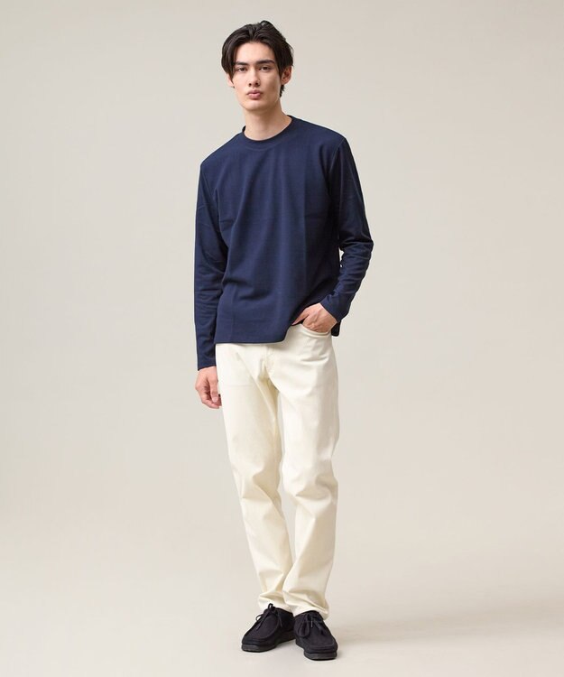 J.PRESS MEN オンでもオフでも品よく快適に【UVカット / 接触冷感 / 吸水速乾】【J.PRESS PREMIUM JERSEY】無地 ロングスリーブTシャツ ネイビー系
