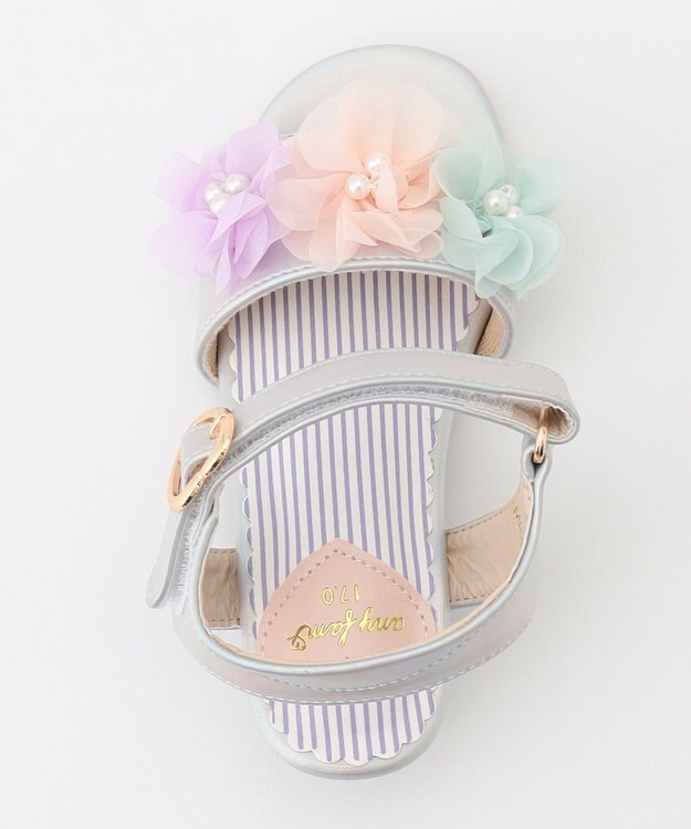 ANY KIDS フラワー ヒール サンダル オーロラ