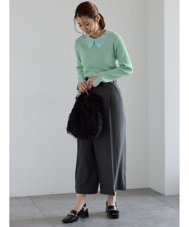 Te chichi アシメクロップドパンツ グレー