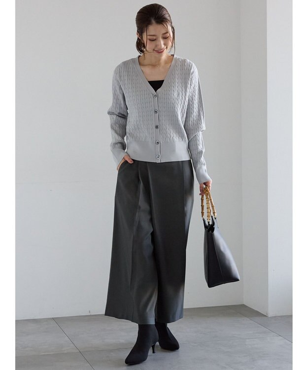 Te chichi アシメクロップドパンツ グレー