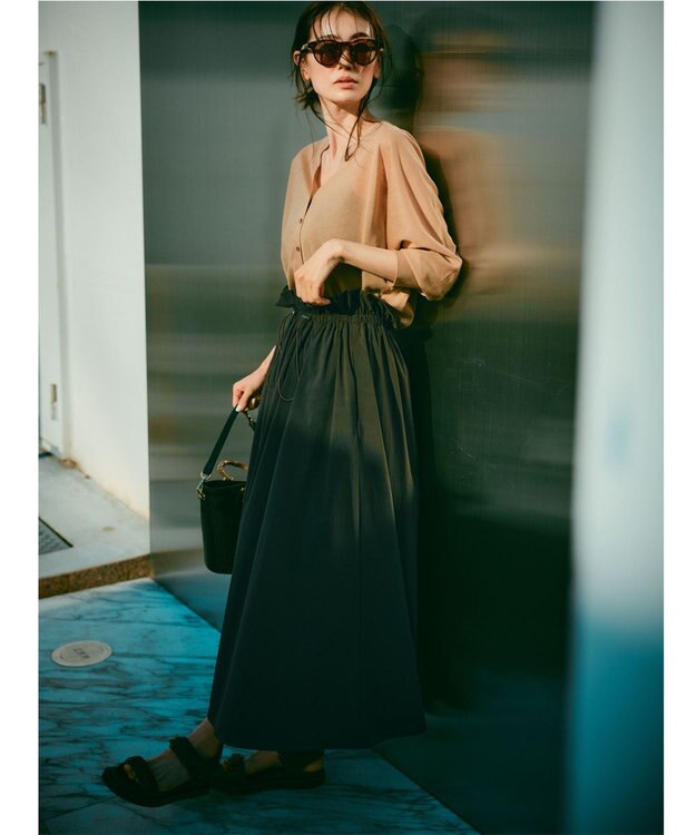 uncrave 【撥水・接触冷感・UVカット・洗濯機洗い可】マルチファンクションナイロン フレアスカート（uncrave STANDARD） スレートA