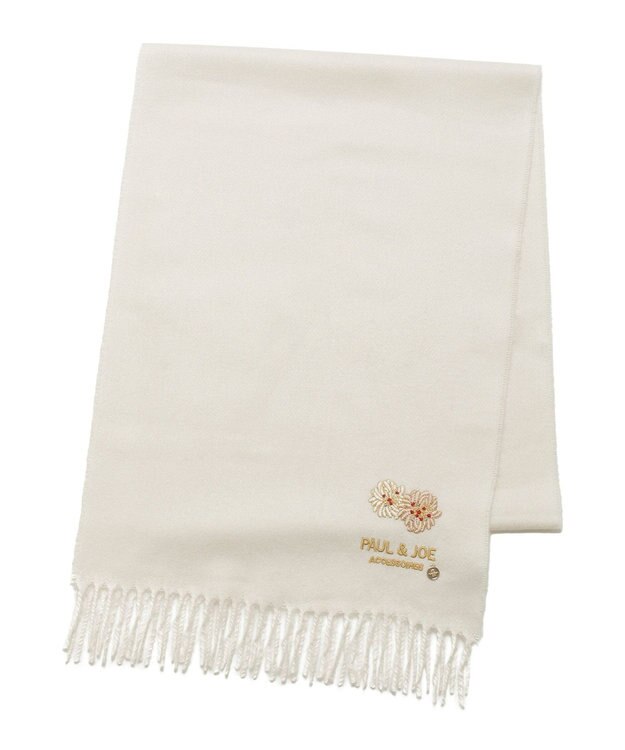 MOONBAT PAUL & JOE ACCESSOIRES クリザンテーム刺繍ムースタッチマフラー（パッケージ入り） オフホワイト