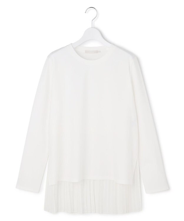 ICB L シフォンプリーツコンビ カットソー オフホワイト