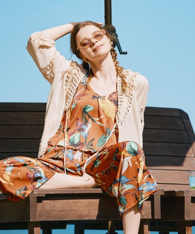 San-ai Resort（三愛水着楽園） ロングパンツセット　9M・11L　【Coral veil（コーラルヴェール）】 オレンジ