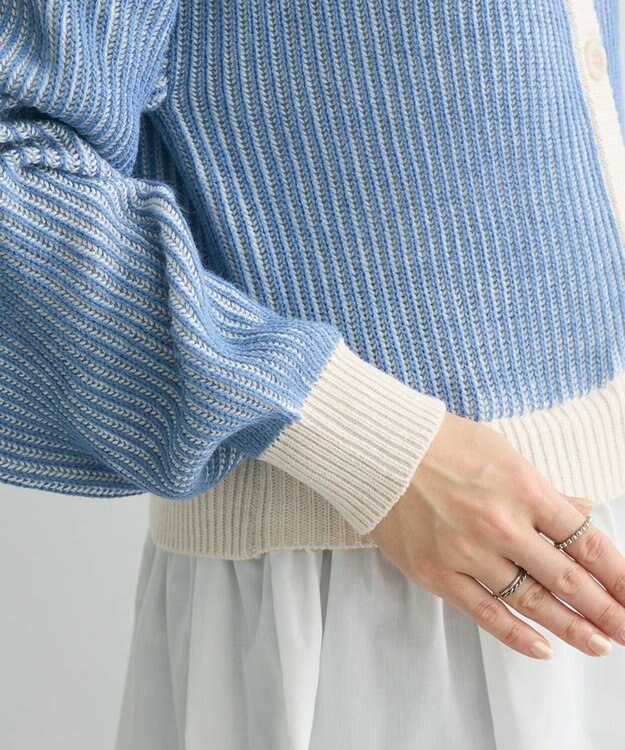 Green Parks 配色リブドッキングチュニック Blue