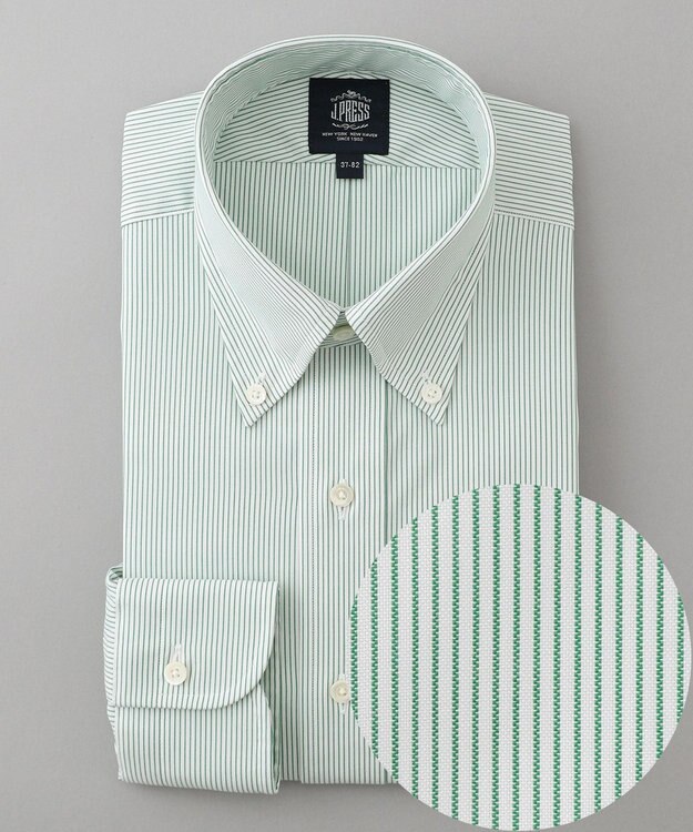 J.PRESS MEN 【WEB限定】ピンストライプシャツ/B.D グリーン系1