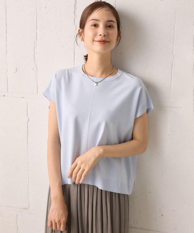 組曲 【WEB限定】Tシャツライク サマーニット サックスブルー系