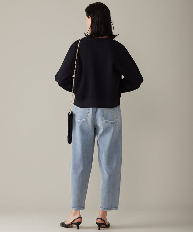 自由区 L 【洗える】パールディティールニット カーディガン ネイビー系