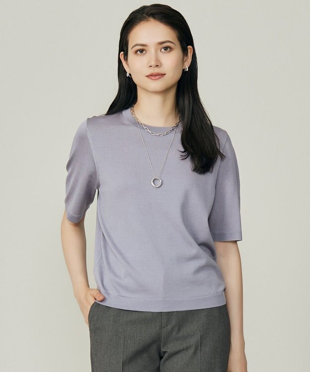 自由区 【アンサンブル対応】アセテートコットンプルオーバー ニット モーヴ