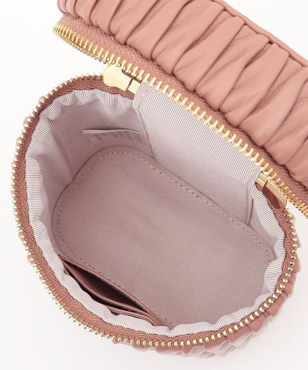 LA BAGAGERIE 【MONICA】ランダムプリーツバニティバッグ ダークピンク