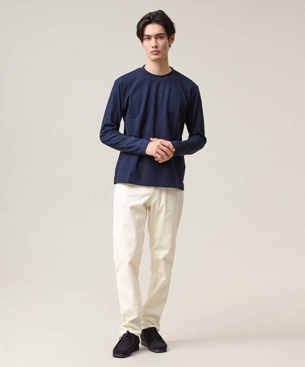 J.PRESS MEN オンでもオフでも品よく快適に【UVカット / 接触冷感 / 吸水速乾】【J.PRESS PREMIUM JERSEY】無地 ロングスリーブTシャツ ネイビー系
