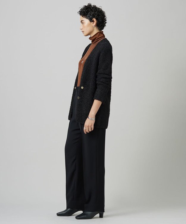 ICB L 【洗える】ペーパーモールブレンド ニットジャケット ブラック系