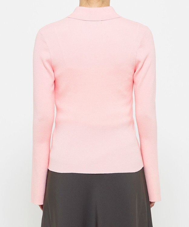 uncrave 【洗濯機洗い可】リブ フレアスリーブポロニット（uncrave STANDARD） ピンク