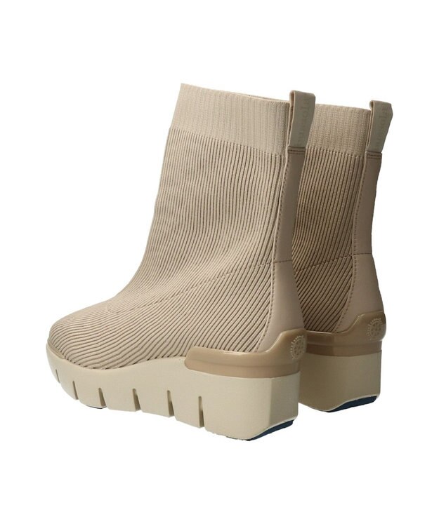 INTER-CHAUSSURES 【BUSSOLA】ニットショートブーツ ベージュ雑材