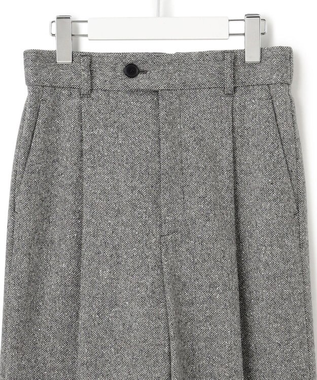 23区 シルクネップヘリンボーン ワイドパンツ ブラック系