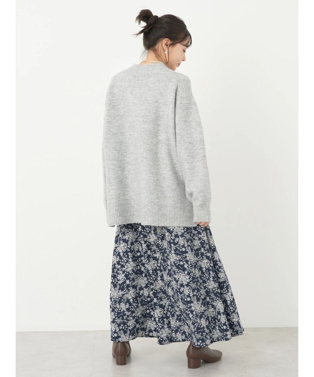 earth music&ecology ＦＬＵＦＦＹハイネックチュニック Light Gray Mixture