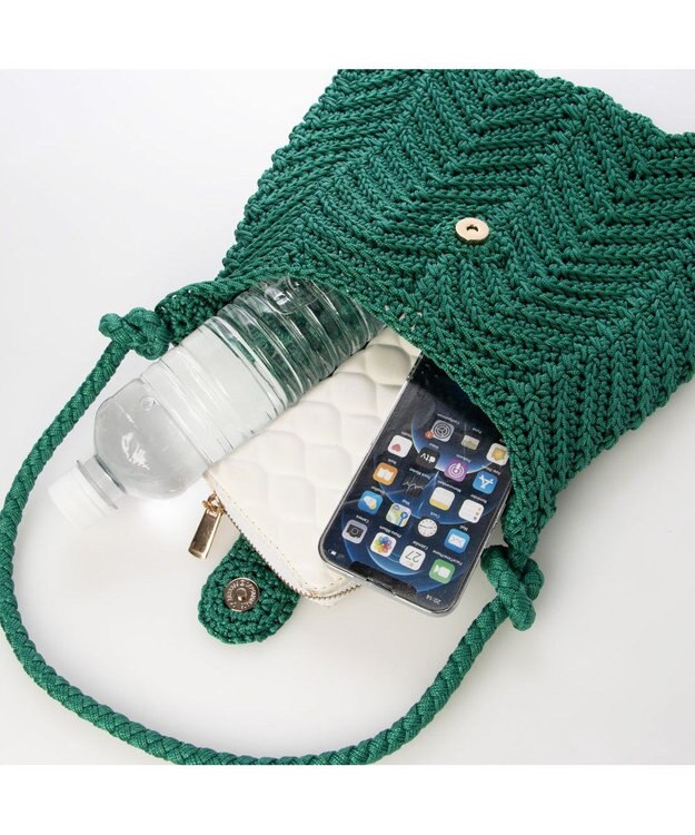 UNBILLION カシュカシュ cachecache / 山波編みトート カゴバッグ グリーン