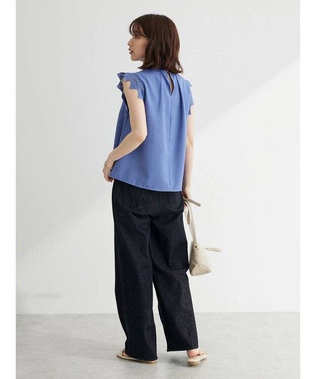 Green Parks ・ＥＬＥＮＣＡＲＥ　ＤＵＥ　リネンライクレースブラウス Blue