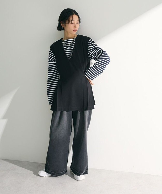 Green Parks ・Ｐｅｔｉｔ　Ｆｌｅｕｒ　サイドプリーツベスト Black