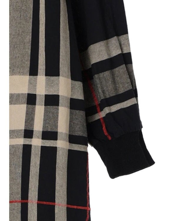 CRAFT STANDARD BOUTIQUE 先染めチェック（大）バンドカラー袖ＲＩＢ　ＯＰ Black