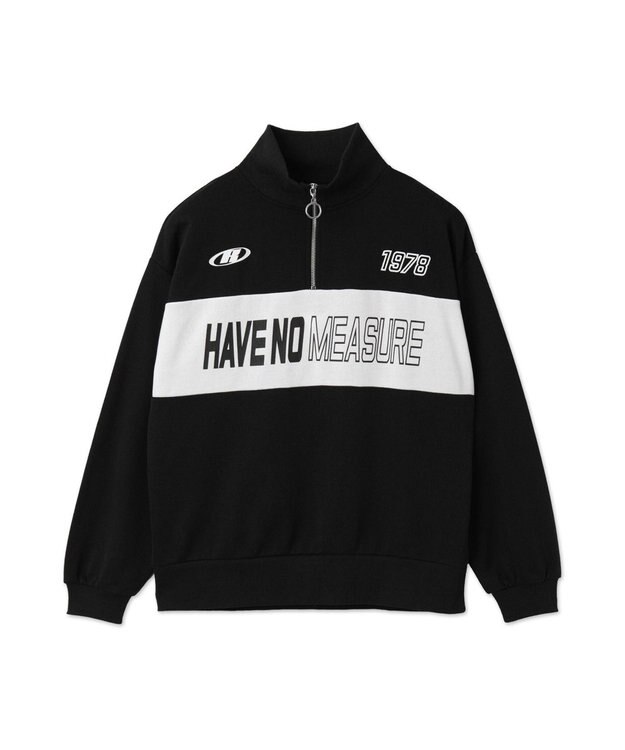 WEGO グラフィックハーフジップビッグスウェット ブラック