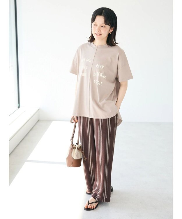 CRAFT STANDARD BOUTIQUE リメイクロゴ半袖Tee Pink Beige