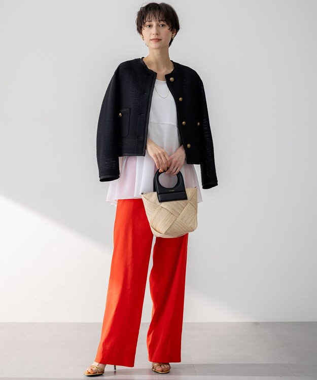 23区 【洗える】ナチュラルコットンベア タフタコンビ タンクトップ ホワイト系