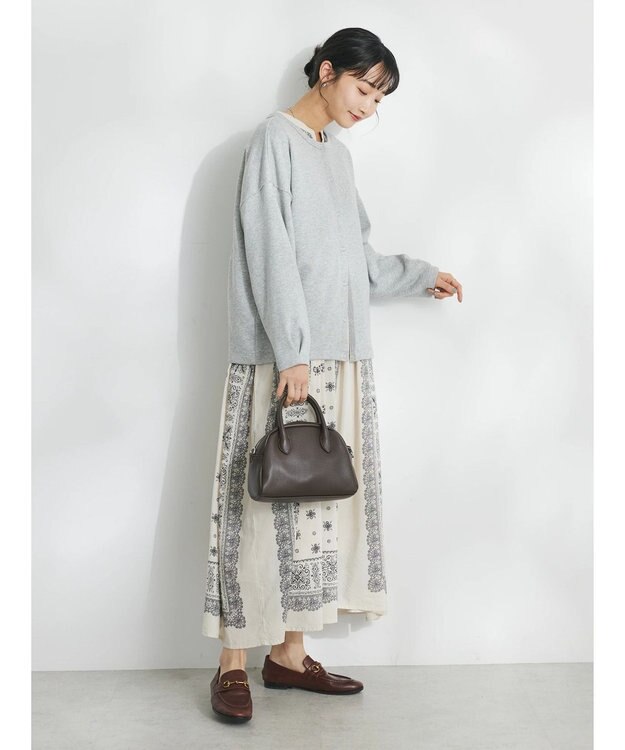 CRAFT STANDARD BOUTIQUE パネル柄ウエスト切り替えボリュームワンピース Light Beige