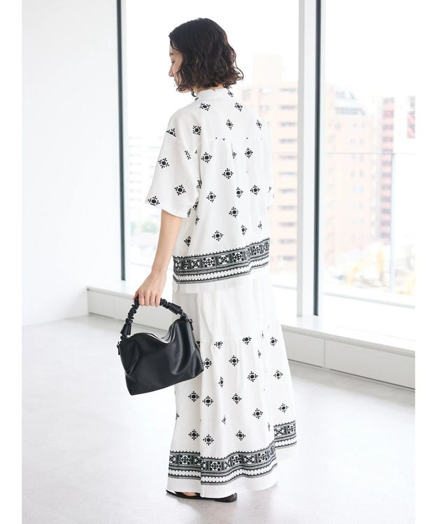 CRAFT STANDARD BOUTIQUE パネル刺繍開襟シャツ Off White