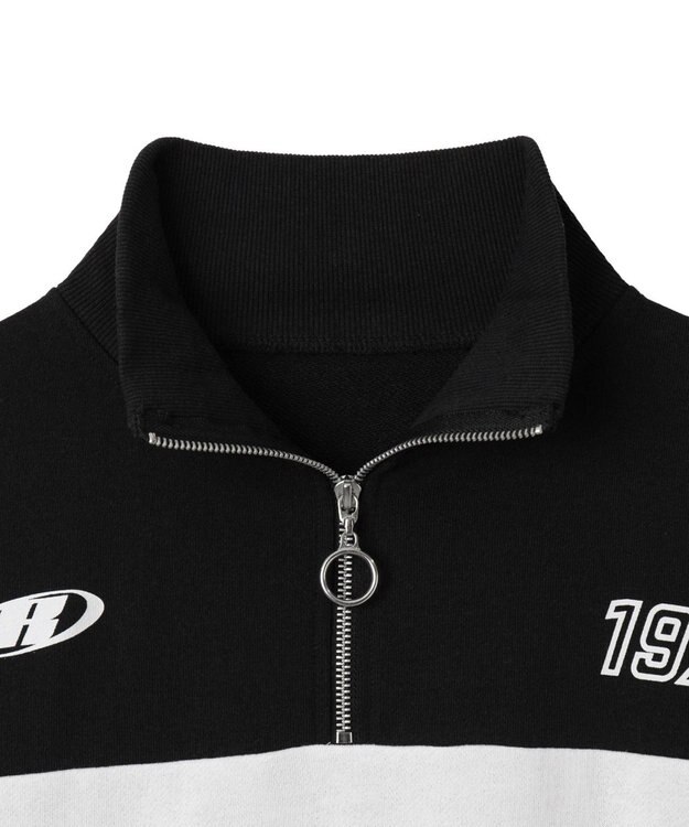 WEGO グラフィックハーフジップビッグスウェット ブラック