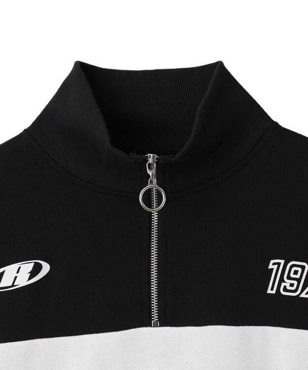 WEGO グラフィックハーフジップビッグスウェット ブラック