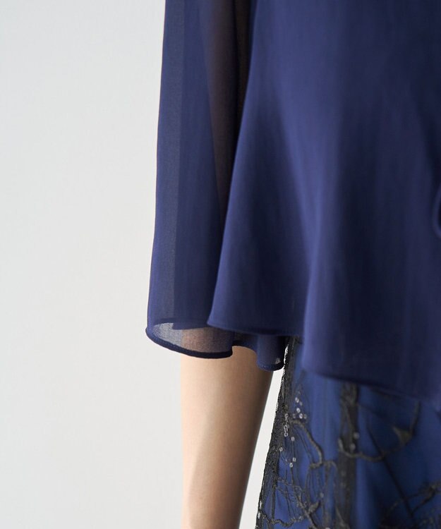 YECCA VECCA 【2点SET】フラワー柄スパンコール刺繍ドレス Navy