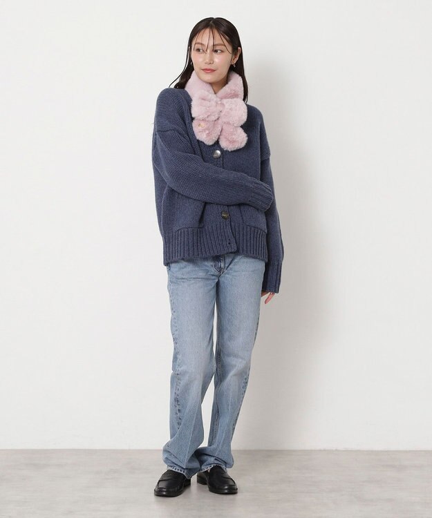 MOONBAT 【新色追加】PAUL & JOE ACCESSOIRES フェイクファーリボンマフラー ペールピンク