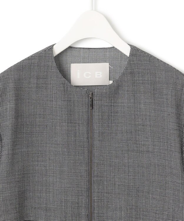 ICB L 【UVカット・洗える】ウール2WAYストレッチ ノーカラーブルゾン 無地柄系