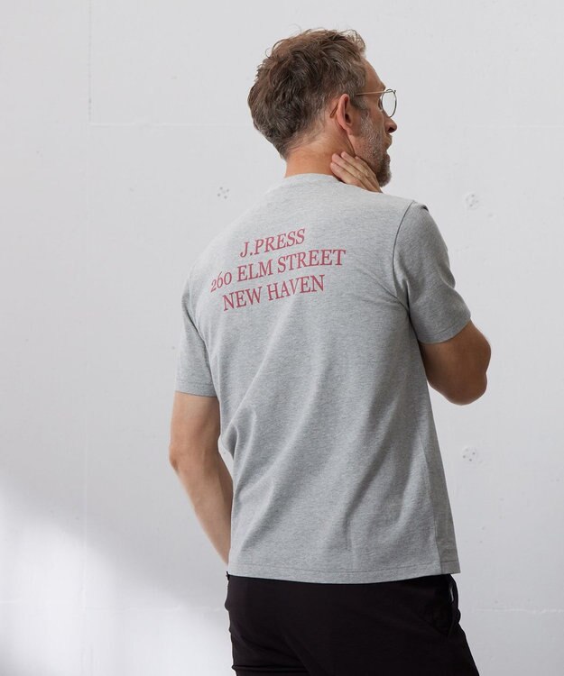 J.PRESS MEN バックプリントTシャツ ライトグレー系