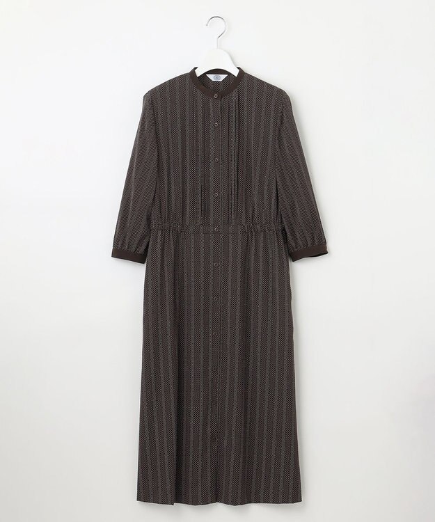 J.PRESS LADIES L 【洗える】ドットデシンプリント ピンタック ワンピース ダークブラウン系
