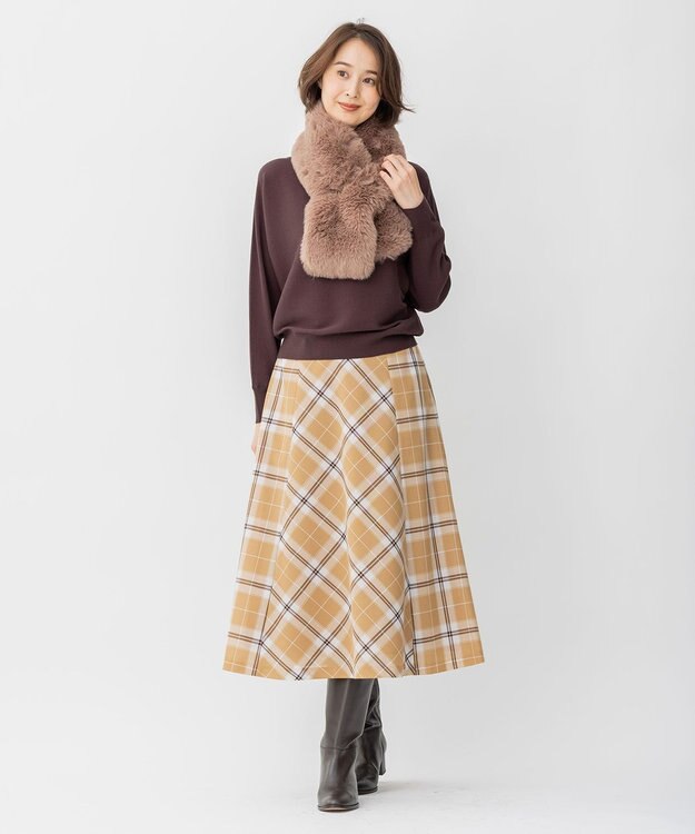 自由区 リバーシブルフェイクファーティペット ベージュ系